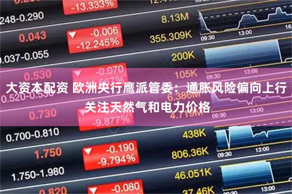 大资本配资 欧洲央行鹰派管委：通胀风险偏向上行 关注天然气和电力价格